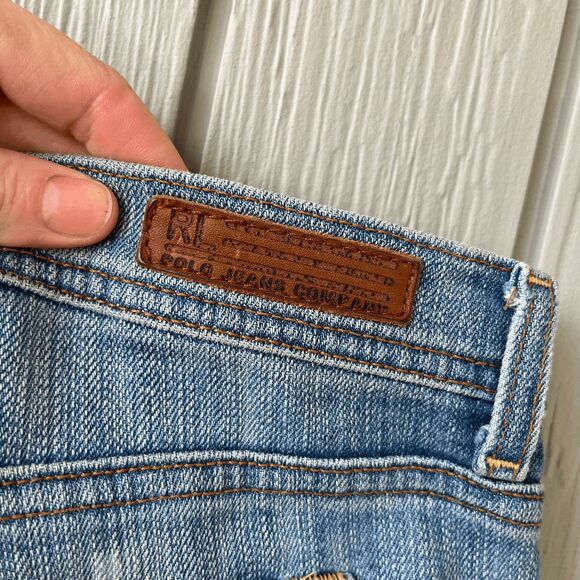Y2K Polo Ralph Lauren Stretch Jeans Size 8 Cropped Denim Mid-Rise - Picture 2 of 8